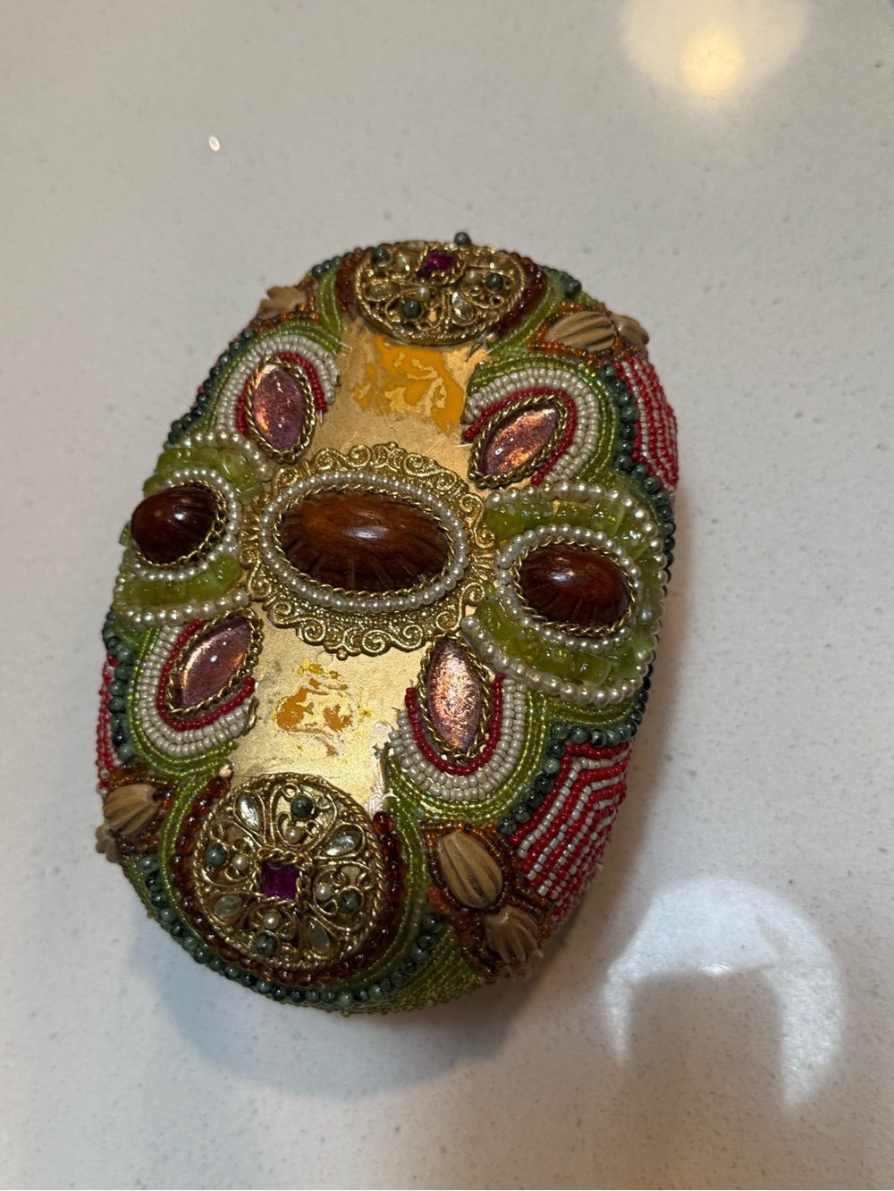 Broken Mary Frances Beaded Jeweled Gold Multicolor Clutch - ALL BEADS included - Picture 3 of 16